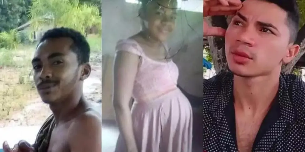 o suspeito (à esquerda), a irmã dele (no meio) e o cunhado (à direita).