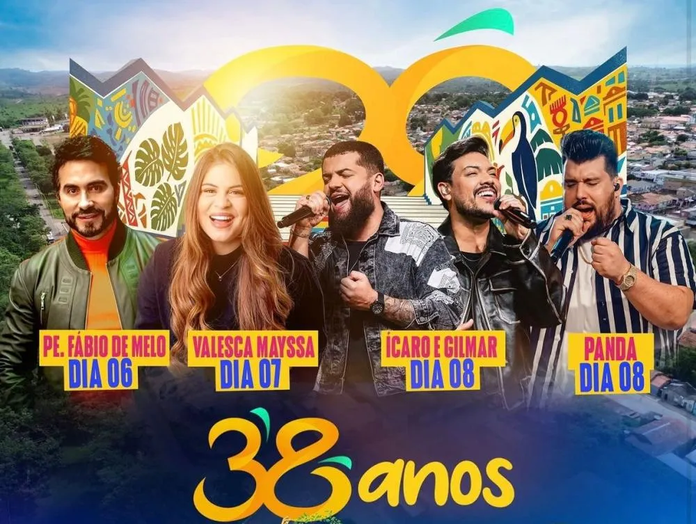 Curionópolis anuncia grandes atrações nacionais para aniversário de 38 anos