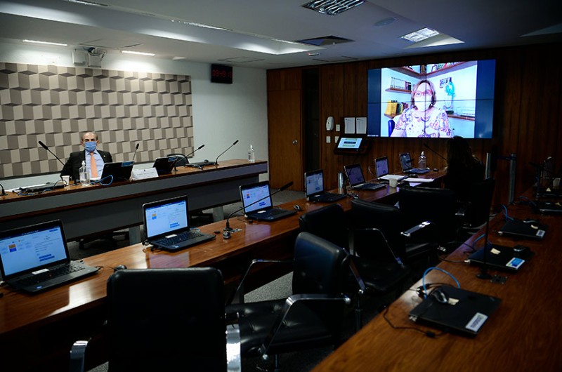 Autora da proposta, Zenaide Maia (no telão) acompanhou análise do projeto na Comissão de Educação - Pedro França/Agência Senado