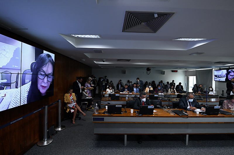 A relatora da proposta, Rose de Freitas, em reunião da CAS em 26 de abril, quando o projeto foi retirado de pauta - Edilson Rodrigues/Agência Senado