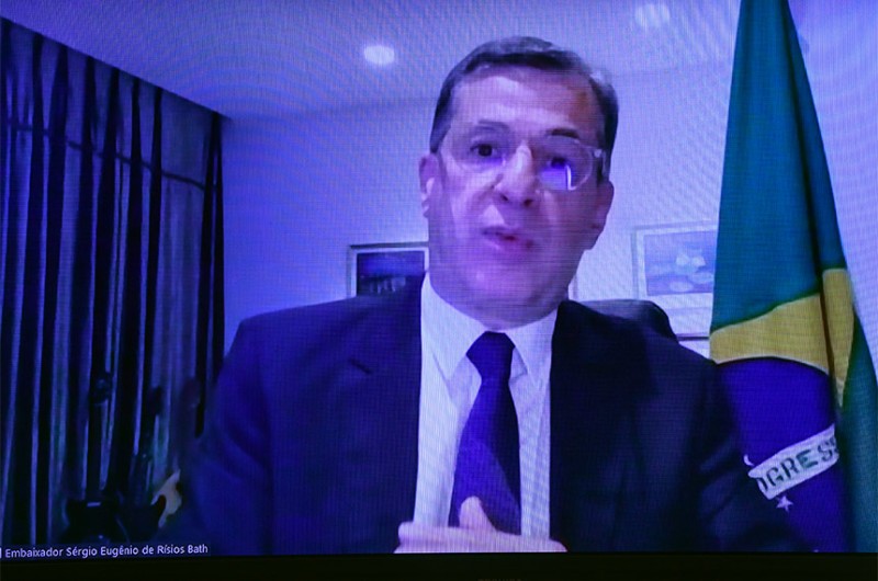 Sérgio Eugênio de Risios Bath durante videoconferência com membros da Comissão de Relações Exteriores (CRE) do Senado - Edilson Rodrigues/Agência Senado