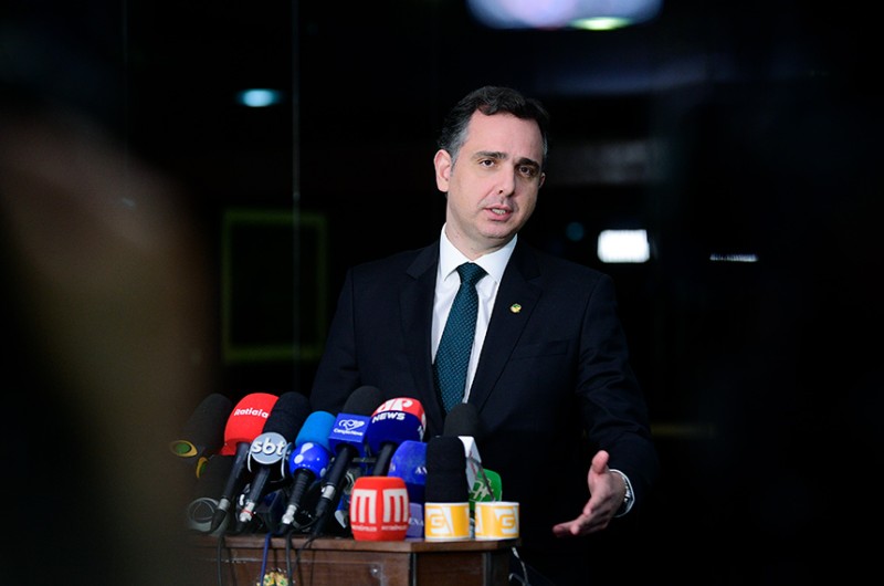 Rodrigo Pacheco lamentou a ausência do presidente Jair Bolsonaro na sessão solene do Congresso Nacional - Pedro França/Agência Senado